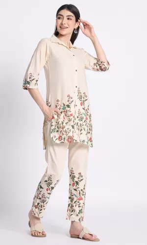 Printed Pure Cotton Tunic & Trousers Co-ord Set