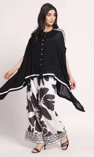 Floral Printed Georgette Kaftan With Palazzo