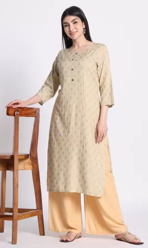 Elegant Beige Printed Kurta