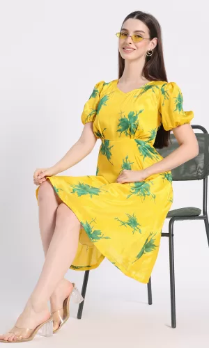 Silselah-Floral Print Fit and Flare Dress